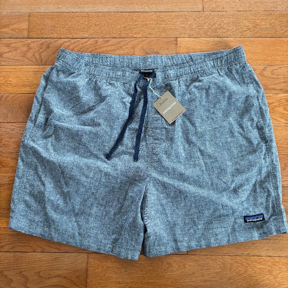 NEW Patagonia Baggies Naturals‎ Shorts Mens XXL Chambray New Navy Hemp Airy